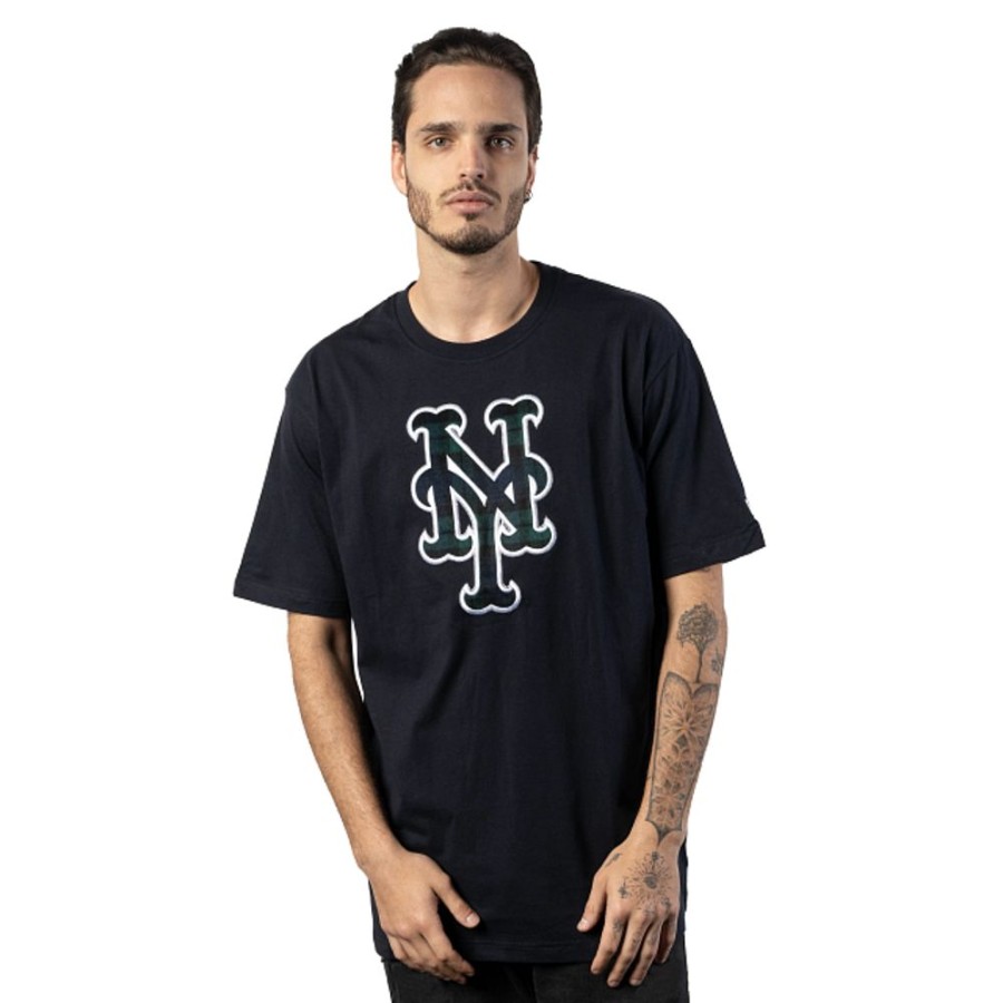 Ropa New Era | Playera Manga Corta New York Mets Mlb Black Watch Tartan