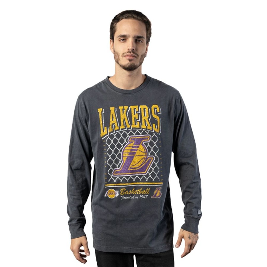 Ropa New Era | Playera Manga Larga Los Angeles Lakers Nba Old School Sport