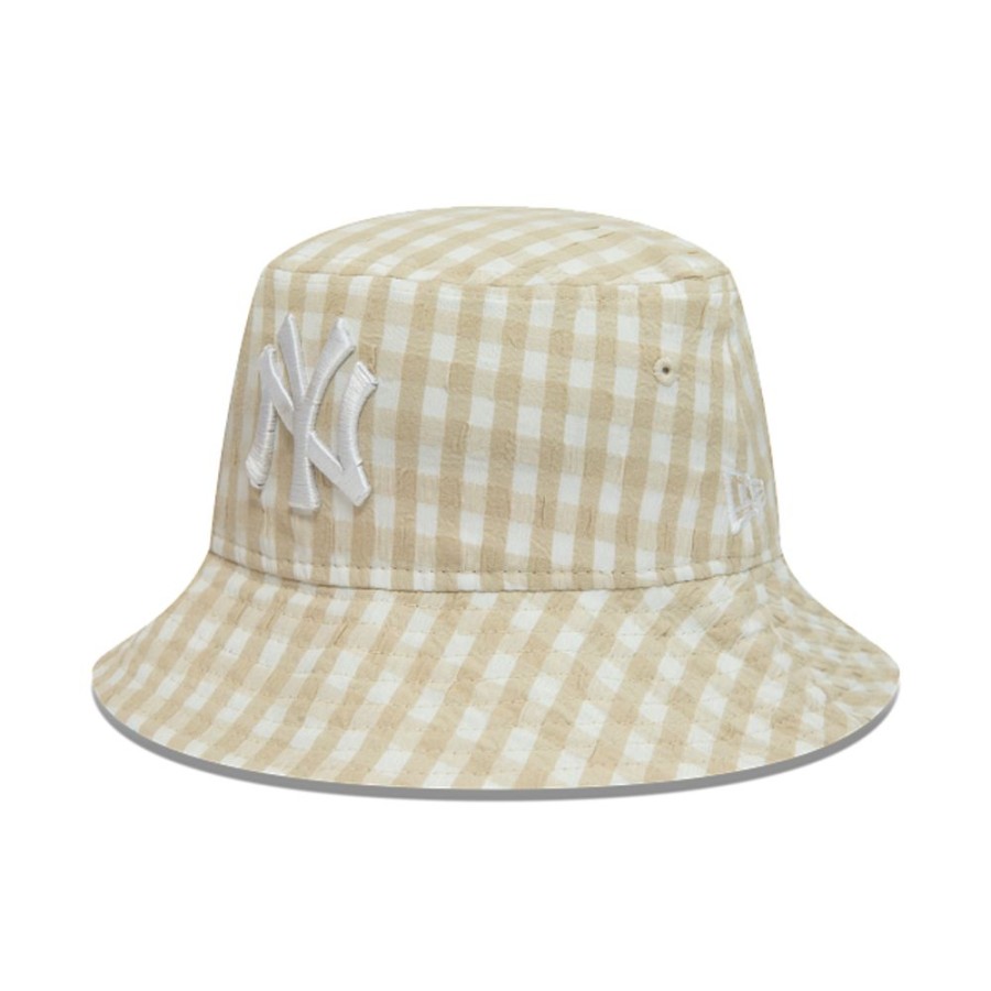 Gorras New Era | New York Yankees Mlb Gingham Women'S Collectionbucket Beige Para Mujer