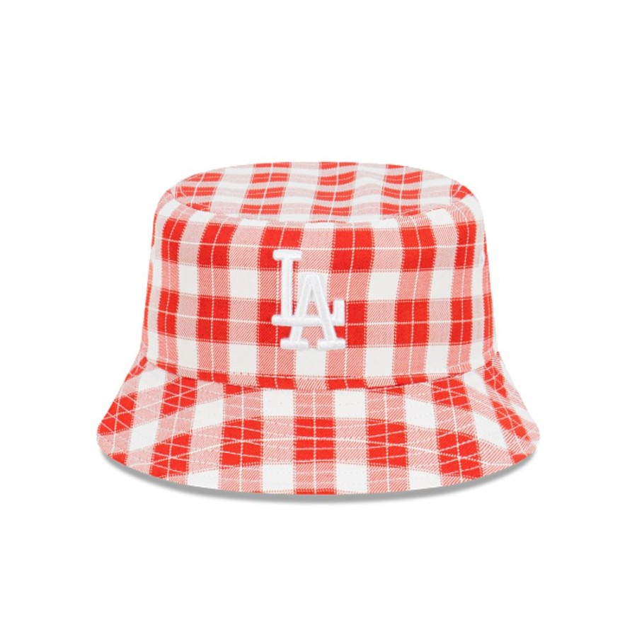 Gorras New Era | Los Angeles Dodgers Mlb Plaid Bucket Rojo