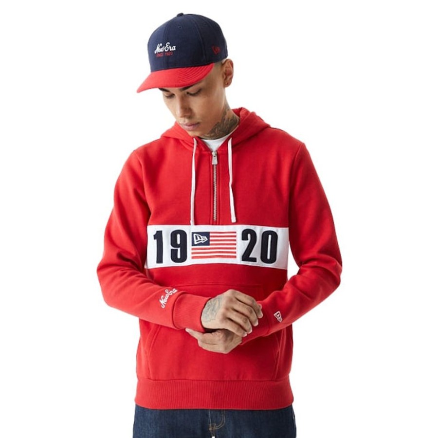 Ropa New Era | Sudaderanew Era Colour Block Frech Terry Brushed Back Fleece Roja