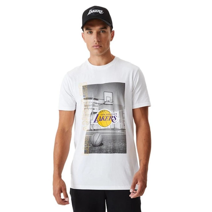 Ropa New Era | Playera Manga Corta Los Angeles Lakers Nba Photographic Blanca