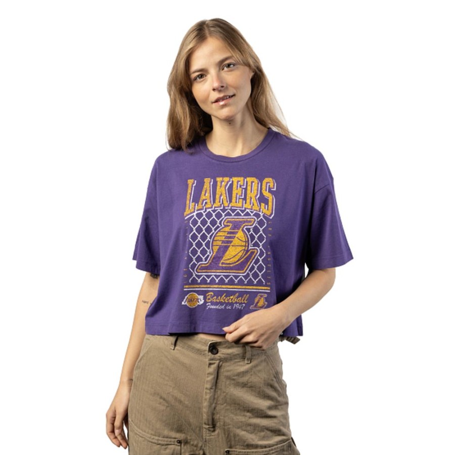 Ropa New Era | Playera Manga Corta Los Angeles Lakers Nba Old School Sport Para Mujer